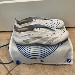 Adidas Predator White and Blue Cleats